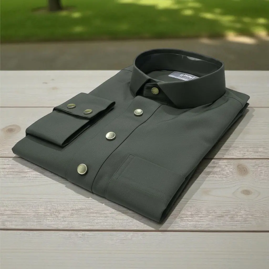 Deep Olive shirt coller
